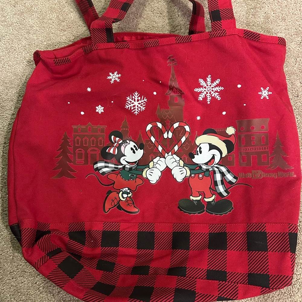 Disney Festive Red Tote with Mickey and Minnie